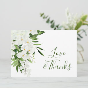 Carte De Remerciements Orchidées blanches élégantes Fleurs de mariage boh