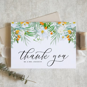 Carte De Remerciements Orchidées blanches et fleurs de kumquat pour un ma