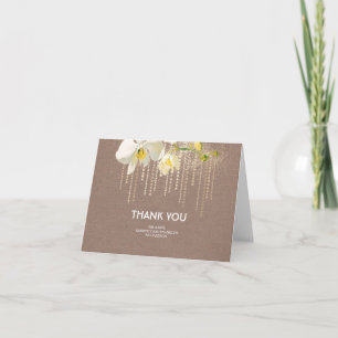 Carte De Remerciements Orchidées blanches Mariage Remerciement Paillettes