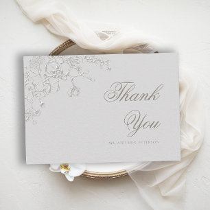 Carte De Remerciements Orchidées Rêverie Ivory Mariage Formel Traditionne