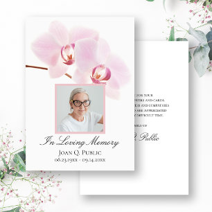 Carte De Remerciements Orchidées roses sur White Funeral Memorial Sympath