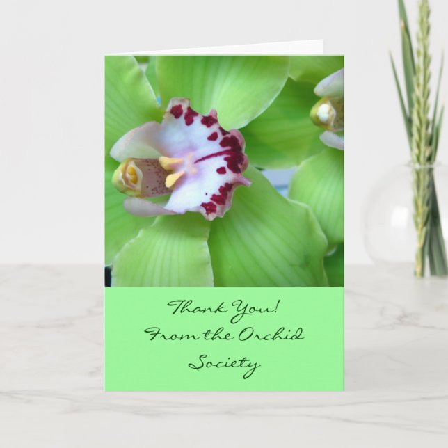 Carte De Remerciements Orchidées vertes - votre texte (Devant)