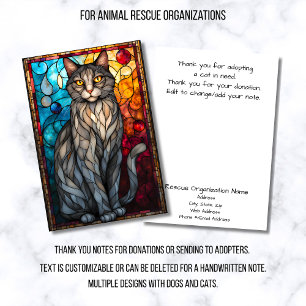 Carte De Remerciements Organisation de sauvetage animalier en vitrail Cha