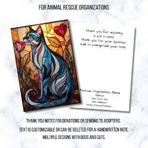 Carte De Remerciements Organisation de sauvetage d'animaux en verre color