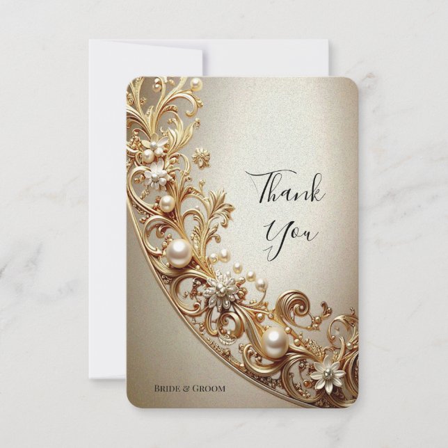 Carte De Remerciements Ornate Gold Flourish Thank You Card (Devant)