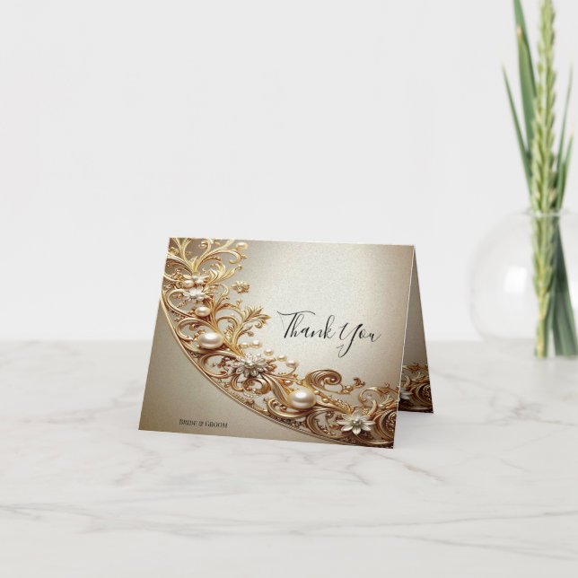 Carte De Remerciements Ornate Gold Flourish Thank You Card (Devant)