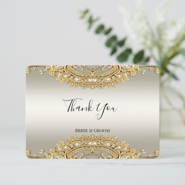 Carte de remerciements Orné Or (Debout devant)