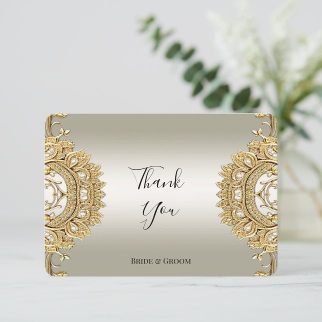 Carte de remerciements Orné Or (Debout devant)
