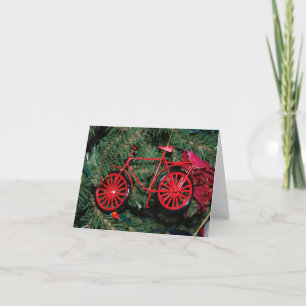 Carte De Remerciements Ornement de bicyclette sur un arbre de Noël