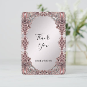 Carte de remerciements ornementale rose