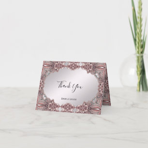 Carte de remerciements ornementale rose