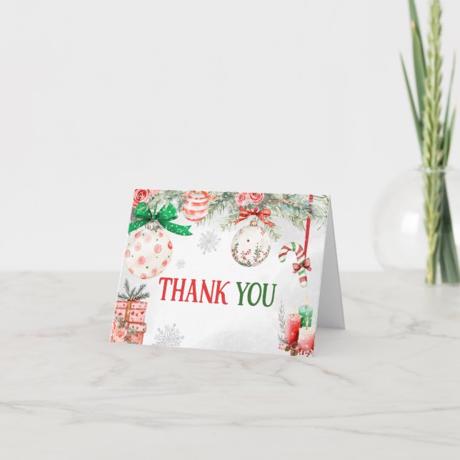 Carte De Remerciements Ornements de Noël Baby shower d'hiver (Devant)