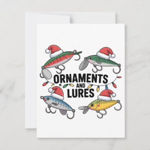 Carte De Remerciements Ornements et leurres drôle de Noël Santa pêche 