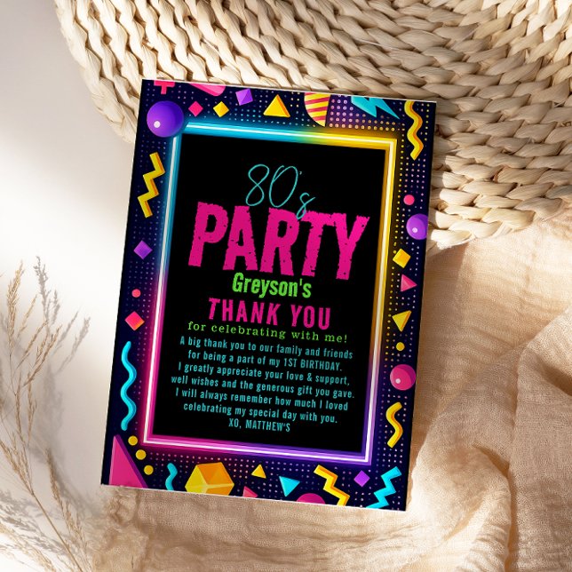 Carte De Remerciements our little Retro Neon 80's Birthday Party (our little Retro Neon 80's Birthday Party Thank You Card
#RetroBirthdayParty #80sBirthday #NeonParty)