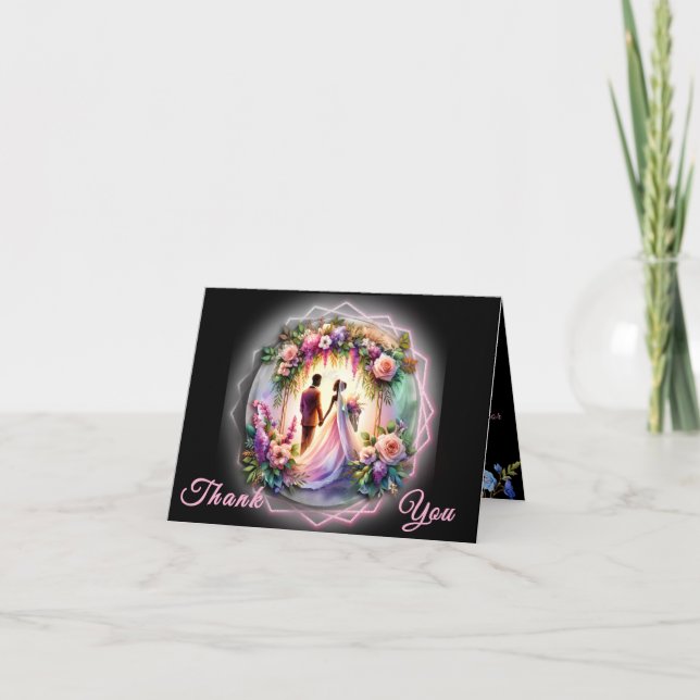 Carte De Remerciements Our Love Reaches The Moon Bride and Groom (Devant)