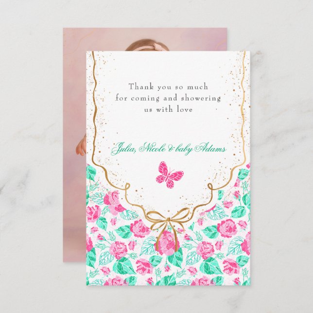 Carte De Remerciements Our Lovely One Baby Shower (Devant / Derrière)