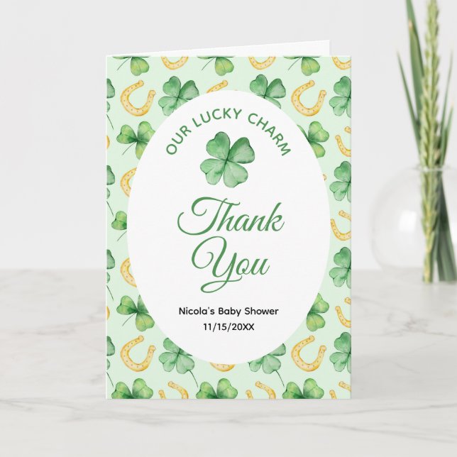 Carte De Remerciements Our Lucky Charm St Patrick's Baby Shower (Devant)