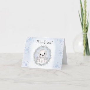 Carte De Remerciements Ours 1er anniversaire Garçon bleu Polar Ours