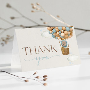 Carte De Remerciements Ours, Ballons Bleus, Ballons à Air Chaud, Baby sho