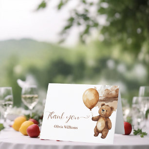Carte De Remerciements Ours Ballons Nuages Baby shower d'attente précoce