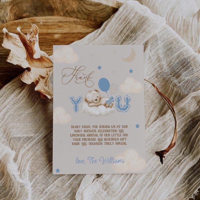 Carte De Remerciements Ours Bleu Beary Beaucoup (Créateur téléchargé)