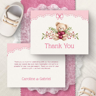 Carte De Remerciements Ours Cerise Sur Le Gâteau Remerciements Baby Showe