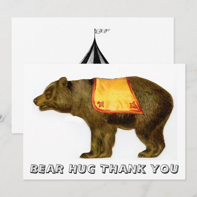 Carte De Remerciements Ours de cirque vintage (Devant / Derrière)