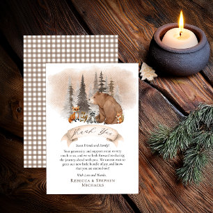Carte De Remerciements Ours des bois  Animaux Baby shower Bearly Wait Boy