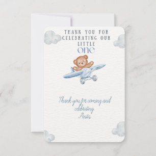 Carte De Remerciements Ours en Avion Petit Un Bain de Bébé