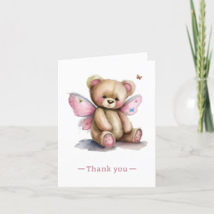 Carte De Remerciements Ours en peluche avec ailes