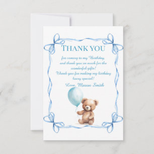 Carte De Remerciements Ours en peluche Béaire en ballons colorés Premier