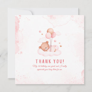 Carte De Remerciements Ours en peluche dormant sur un nuage
