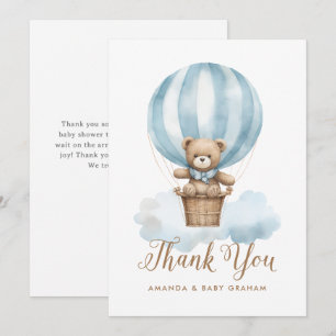 Carte De Remerciements Ours en peluche garçon lune étoiles Baby Shower