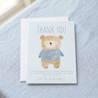 Ours endormi bleu Baby Shower Cute remerciement 