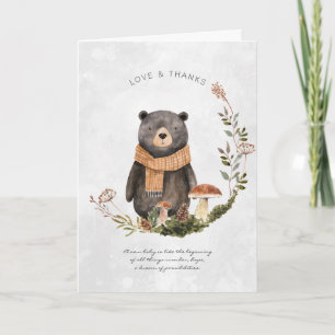 Carte De Remerciements Ours forestier de l'automne BABY SHOWER
