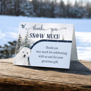Carte De Remerciements Ours Hiver Hibou Neige Beaucoup Baby Shower Pli