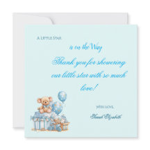 Ourson Bleu Teddy Stars Garçon Baby Shower Remerci