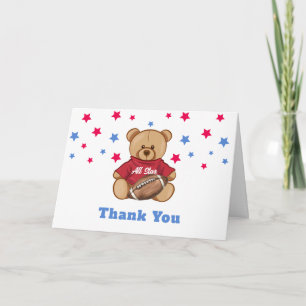 Carte De Remerciements Ourson de football américain pour Baby Shower