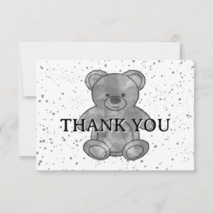Carte De Remerciements Ourson Mignon en Noir et Blanc Remerciement Person