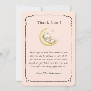 Carte De Remerciements Ourson vintage mignon Baby shower fille