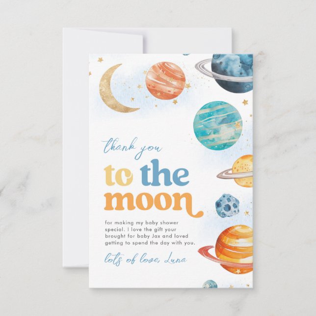 Carte De Remerciements Over the Moon Baby Shower Thank You Cards (Devant)