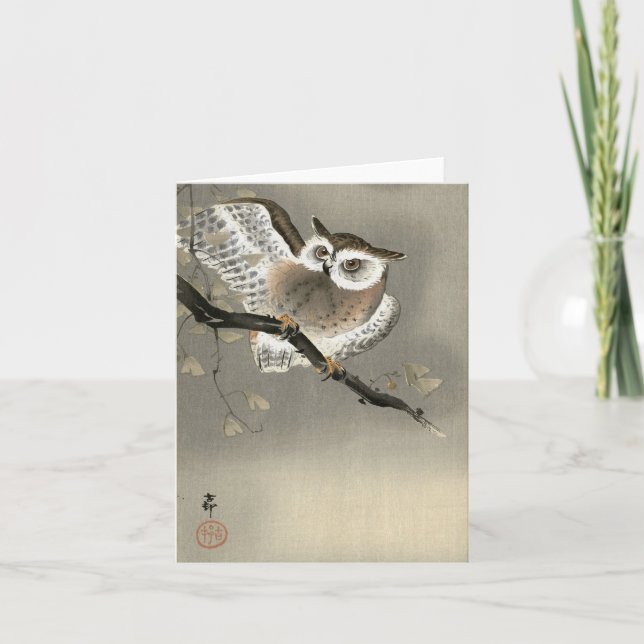 Carte De Remerciements Owl par Ohara Koson (Devant)