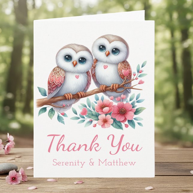 Carte De Remerciements Owl Woodland Boho Rustic Country Thank You Wedding (Créateur téléchargé)