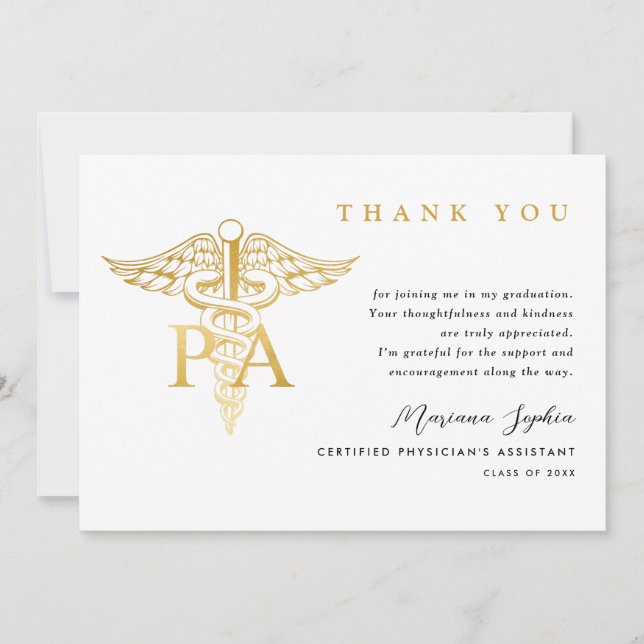 Carte De Remerciements PA Caduceus Graduation Thank You (Devant)