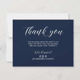 Carte De Remerciements Pack d'affaires à lettres modernes de la Marine Me