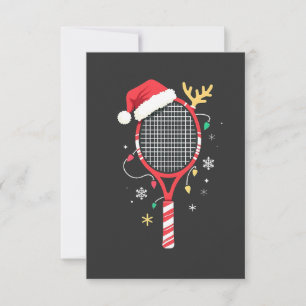 Carte De Remerciements Paddle de tennis avec chapeau de Santa et lumières