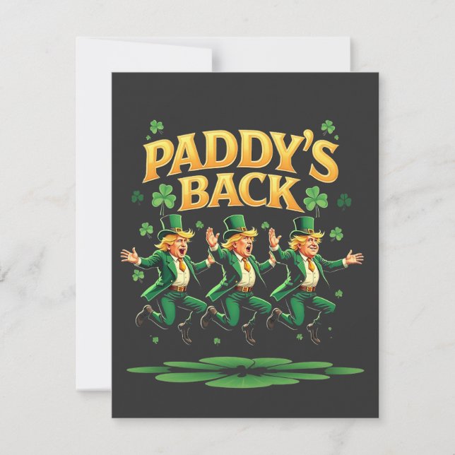 Carte De Remerciements Paddy's Back Funny Trump St Patrick Day Leopard (Devant)