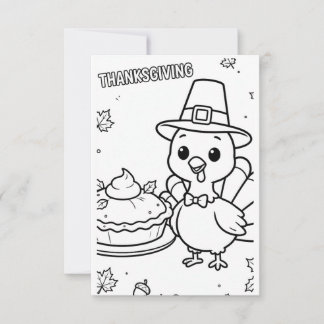 Carte De Remerciements Pages de coloriage de Thanksgiving pour les enfant