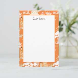 Carte De Remerciements Pagode de la Chinoiserie orange