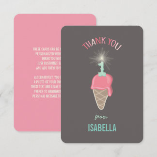 Carte De Remerciements Paillette de glace à la fraise pour la 1re année d